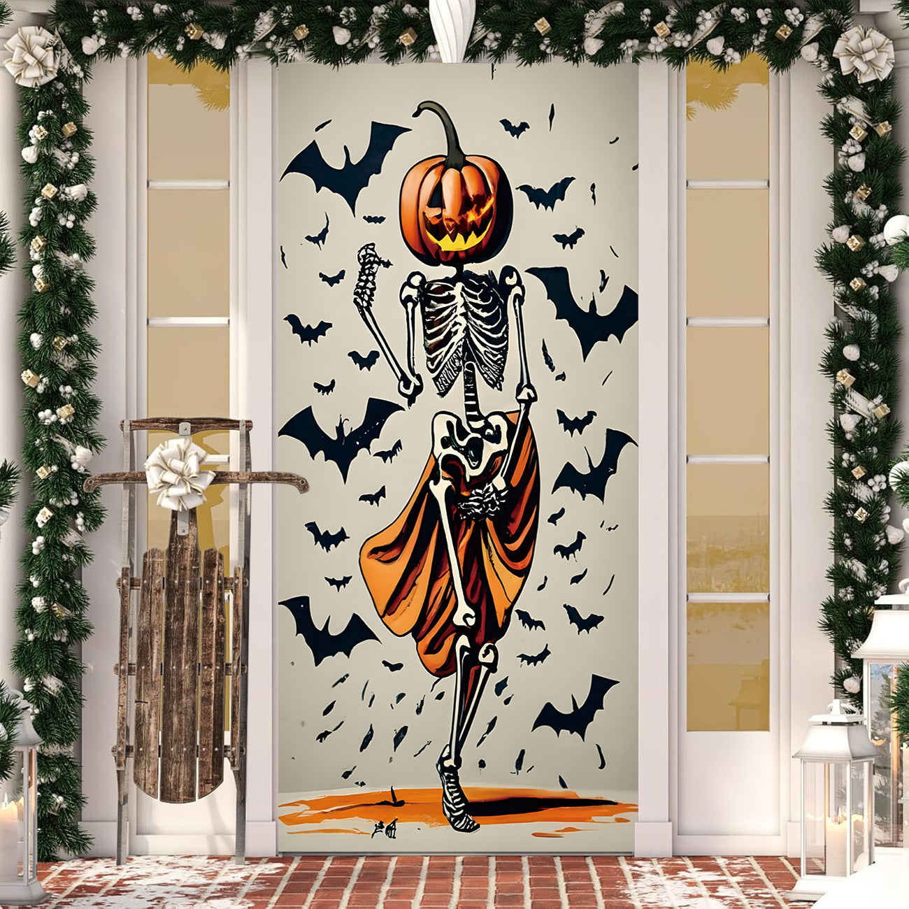 Halloween Door Cover Polyester Seasonal Party Decoration