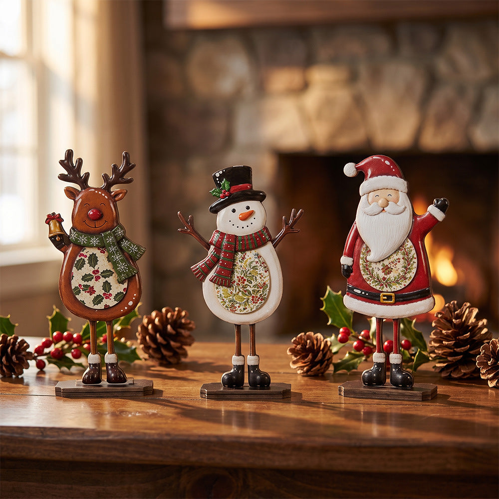 Wooden Christmas Tabletop Decor Santa Snowman Reindeer