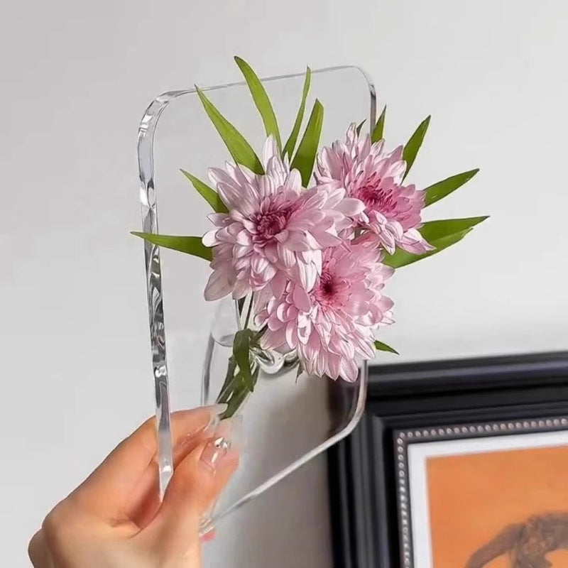 Clear Acrylic Flower Vase for Tabletop Home Office Decor