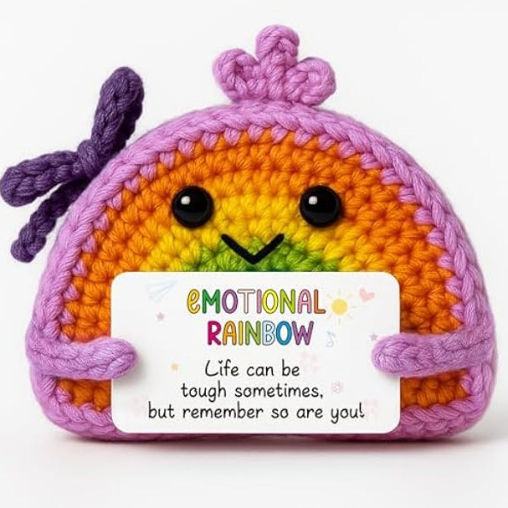 Handmade Crochet Rainbow Emotional Support Plush Gift