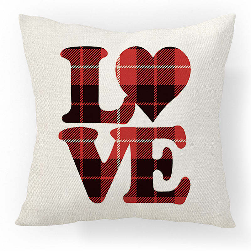 Valentine Love Pillow Covers Red Plaid Heart Decorative Home