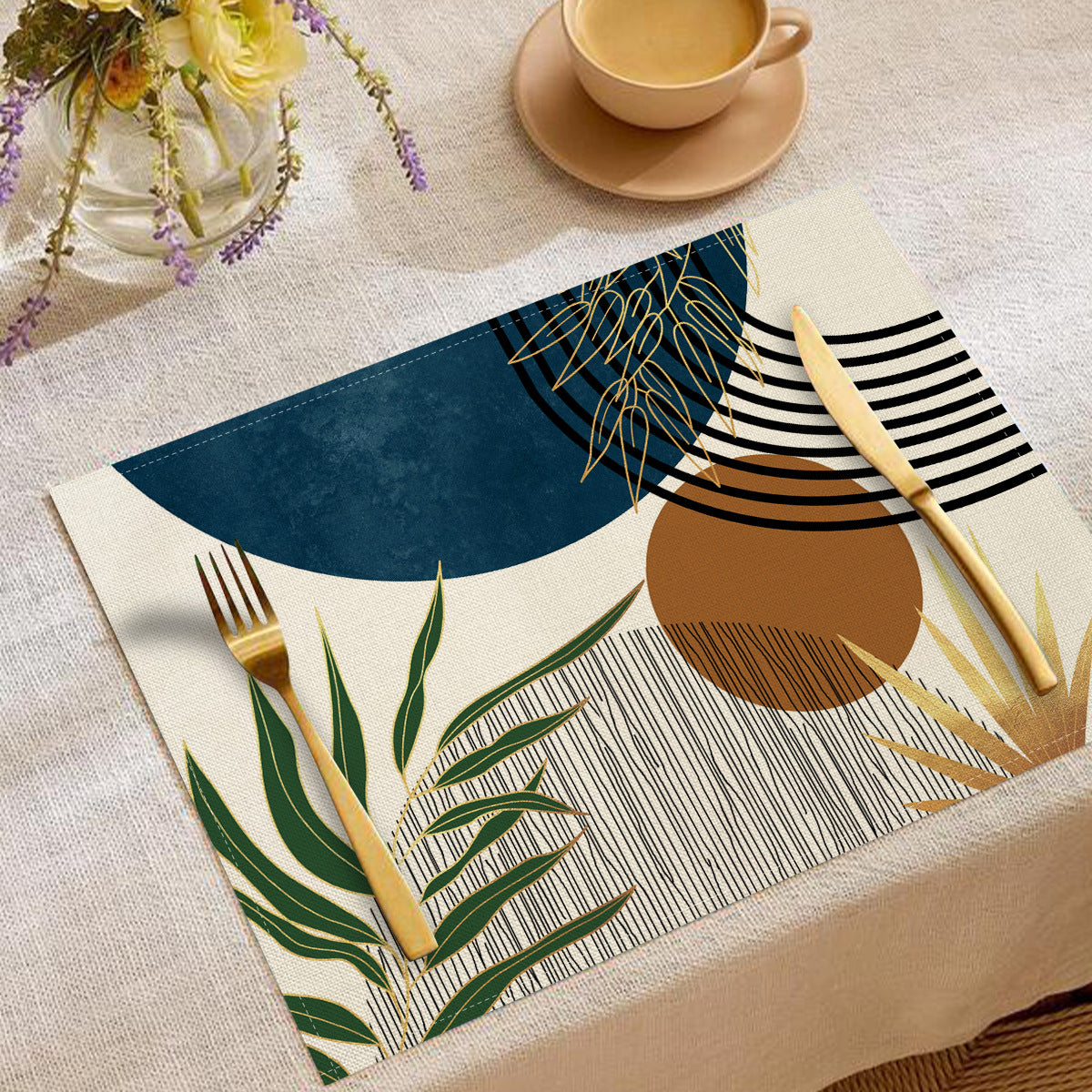 Nordic Geometric Linen Placemats Heat Resistant Table Decor