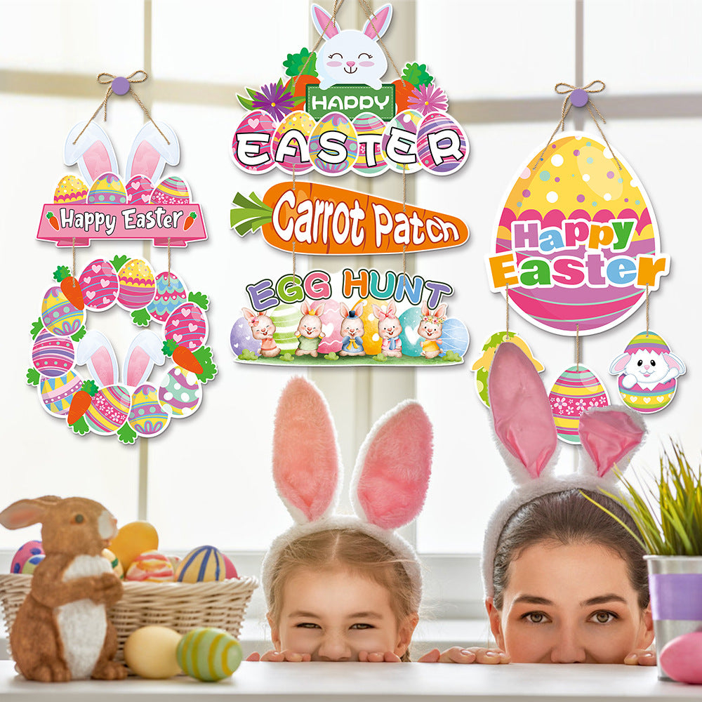 Easter Door Hanging Decor Bunny Egg Welcome Sign