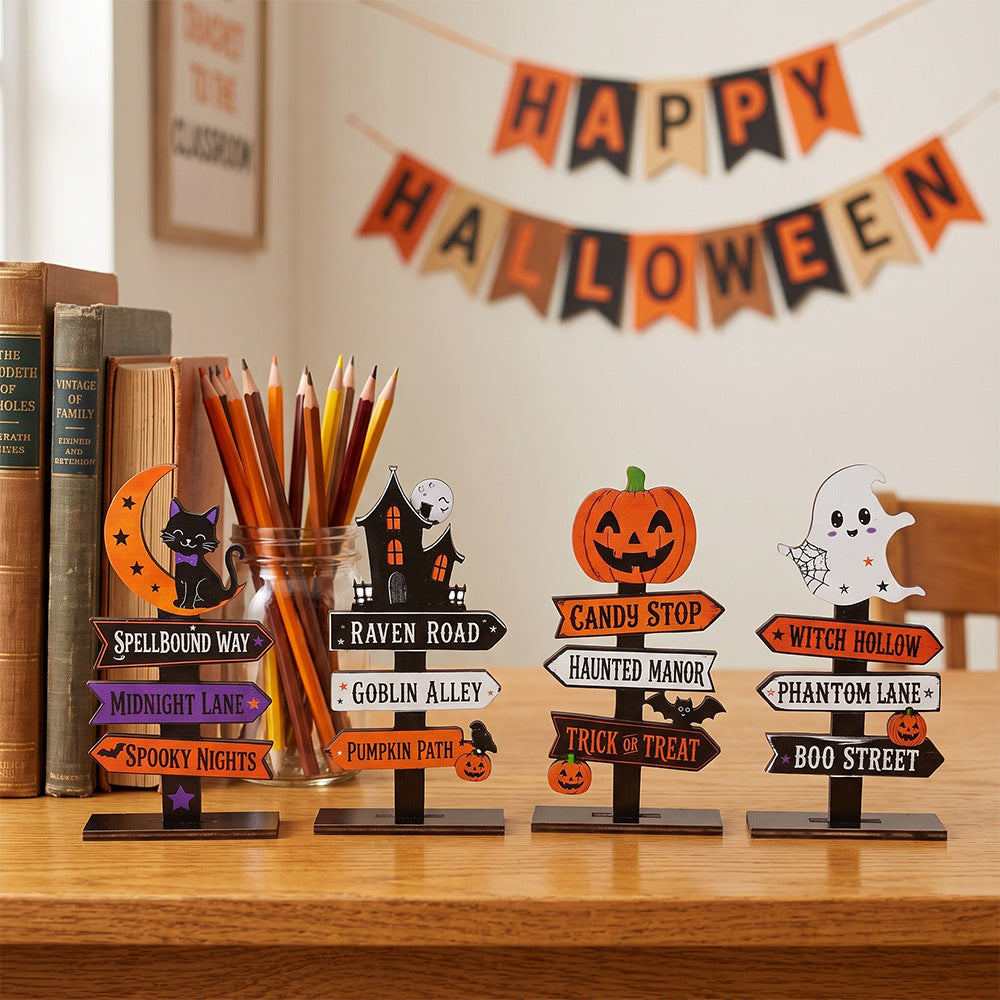 Wooden Halloween Tabletop Sign Seasonal Home Decor