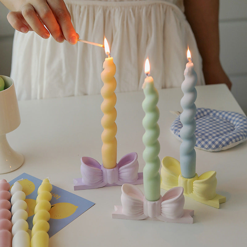 Bow Knot Candle Holder Decorative Tray Accent for Home Decor