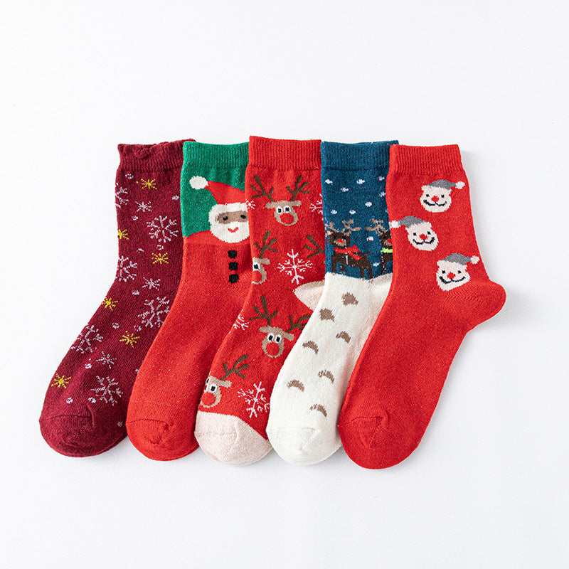 Christmas Polyester Socks Gift Set Holiday Crew Socks
