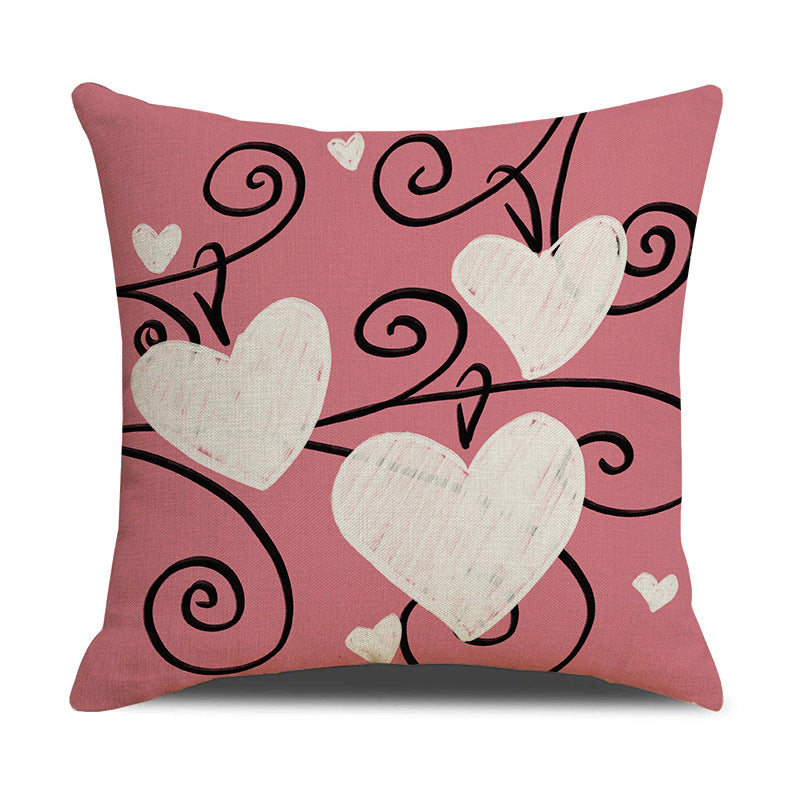 Valentine Heart Linen Pillow Covers Romantic Home Decor