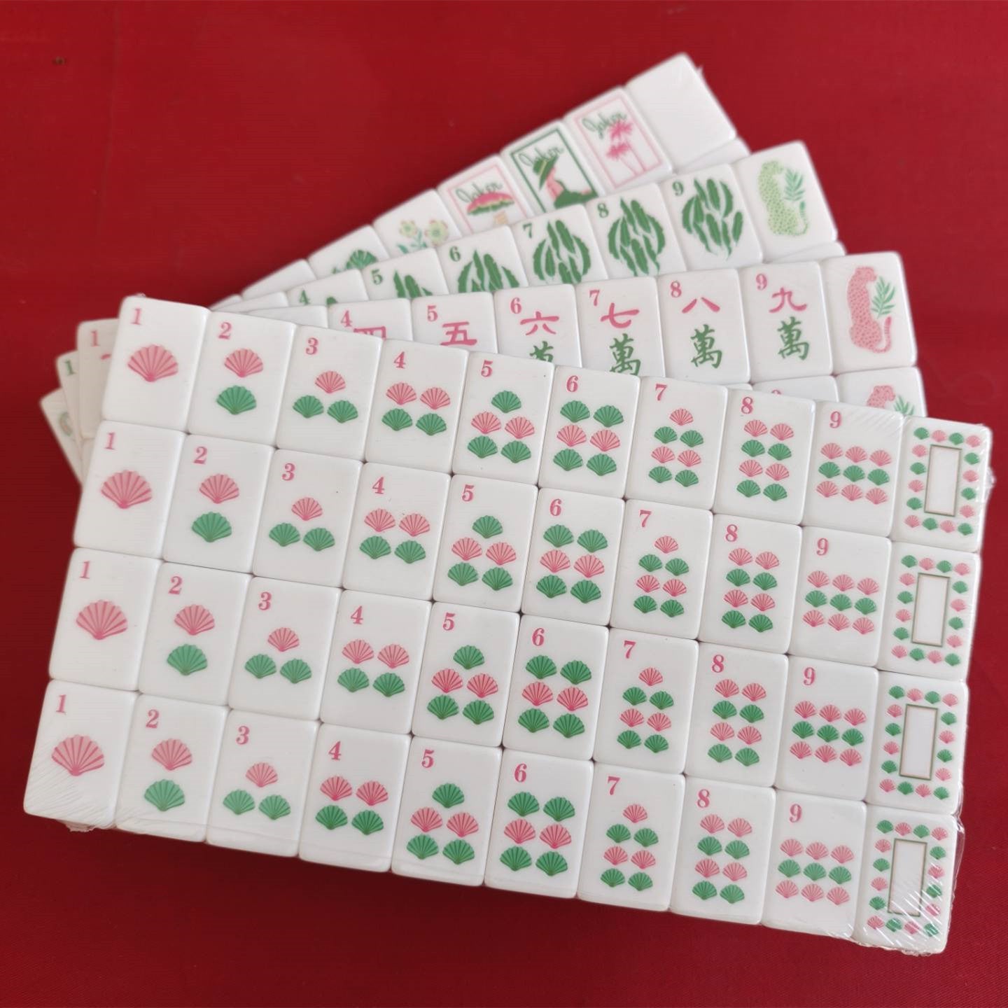 Green Acrylic Mahjong Set Classic Game Tiles