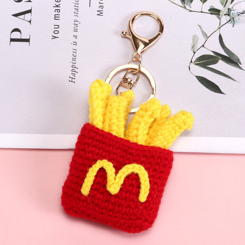 Crochet Fast Food Keychain Mini Food Bag Charm Gift
