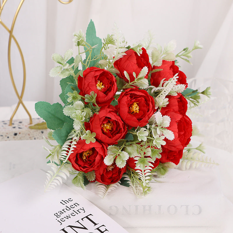 Valentine’s Faux Peony Rose Bouquet Floral Home Decor