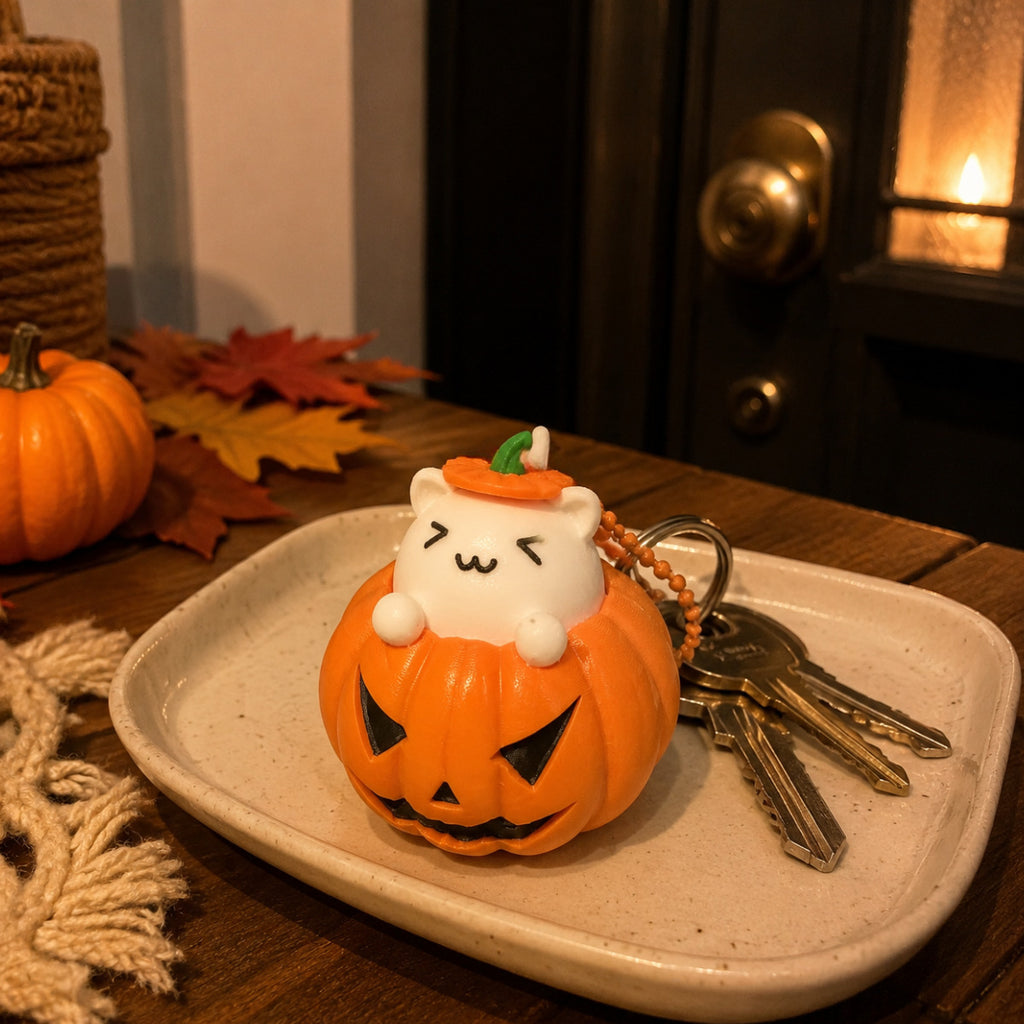 Halloween Pumpkin Cat Clicker Fidget Toy Stress Relief Keychain