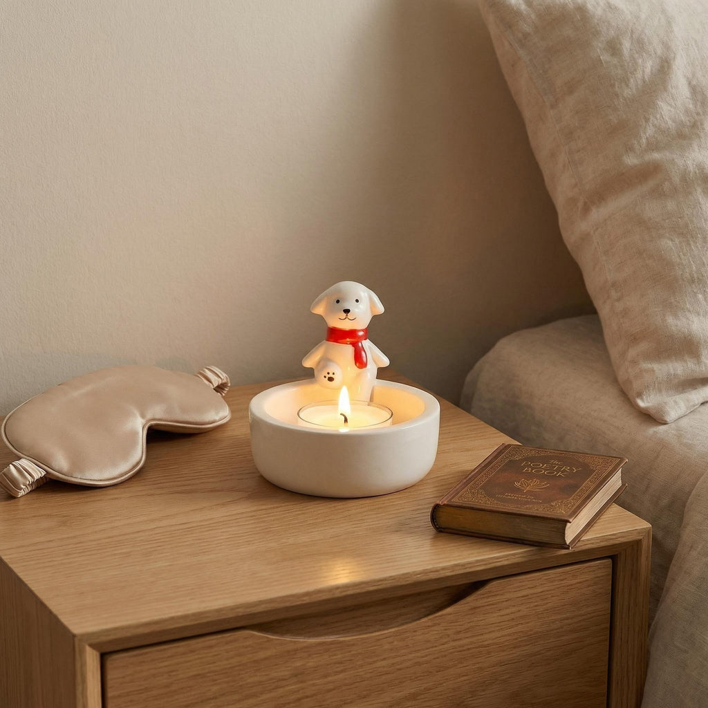 Cute Dog Ceramic Candle Holder Tabletop Decor
