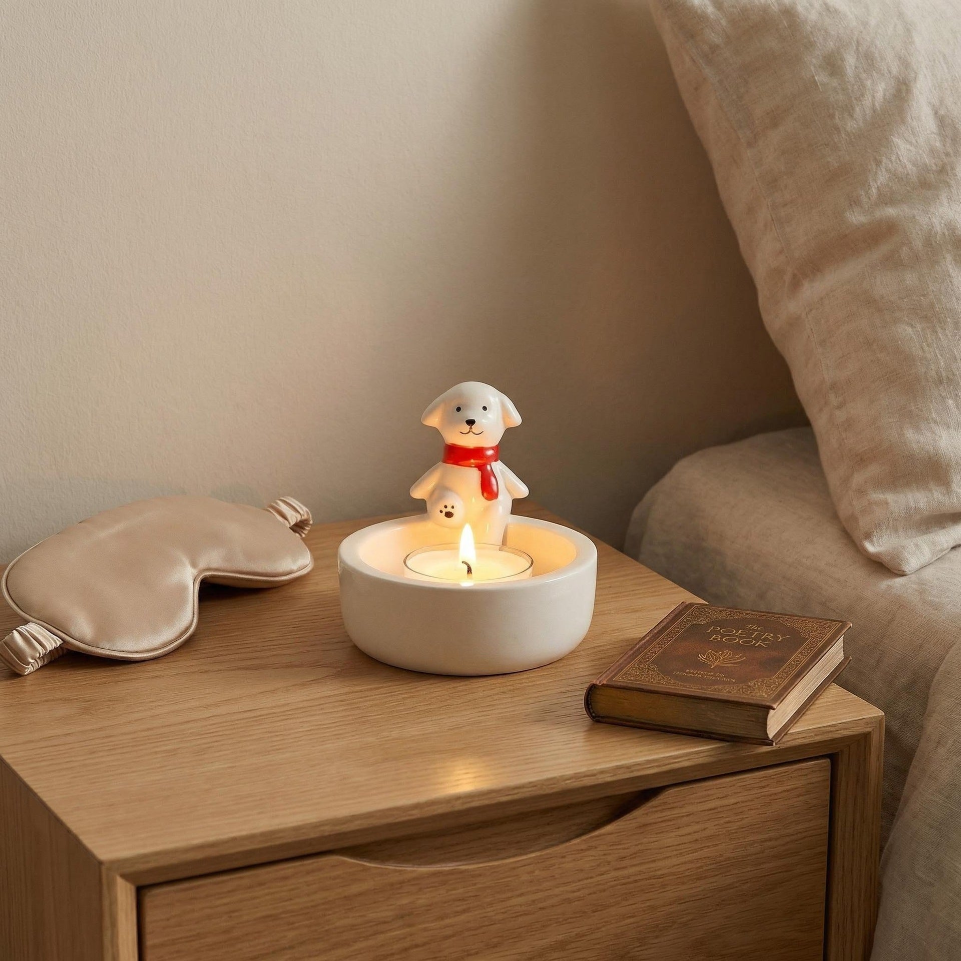 Cute Dog Ceramic Candle Holder Tabletop Decor