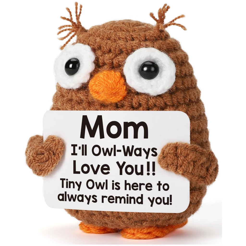 Handmade Crochet Owl Plush Positive Message Gift