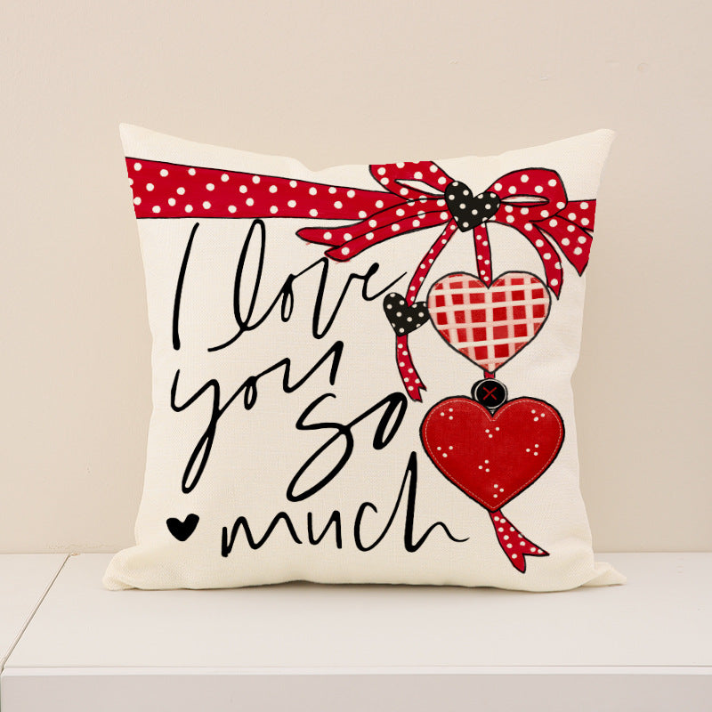 Valentine Heart Print Throw Pillow Covers Love Decor Set