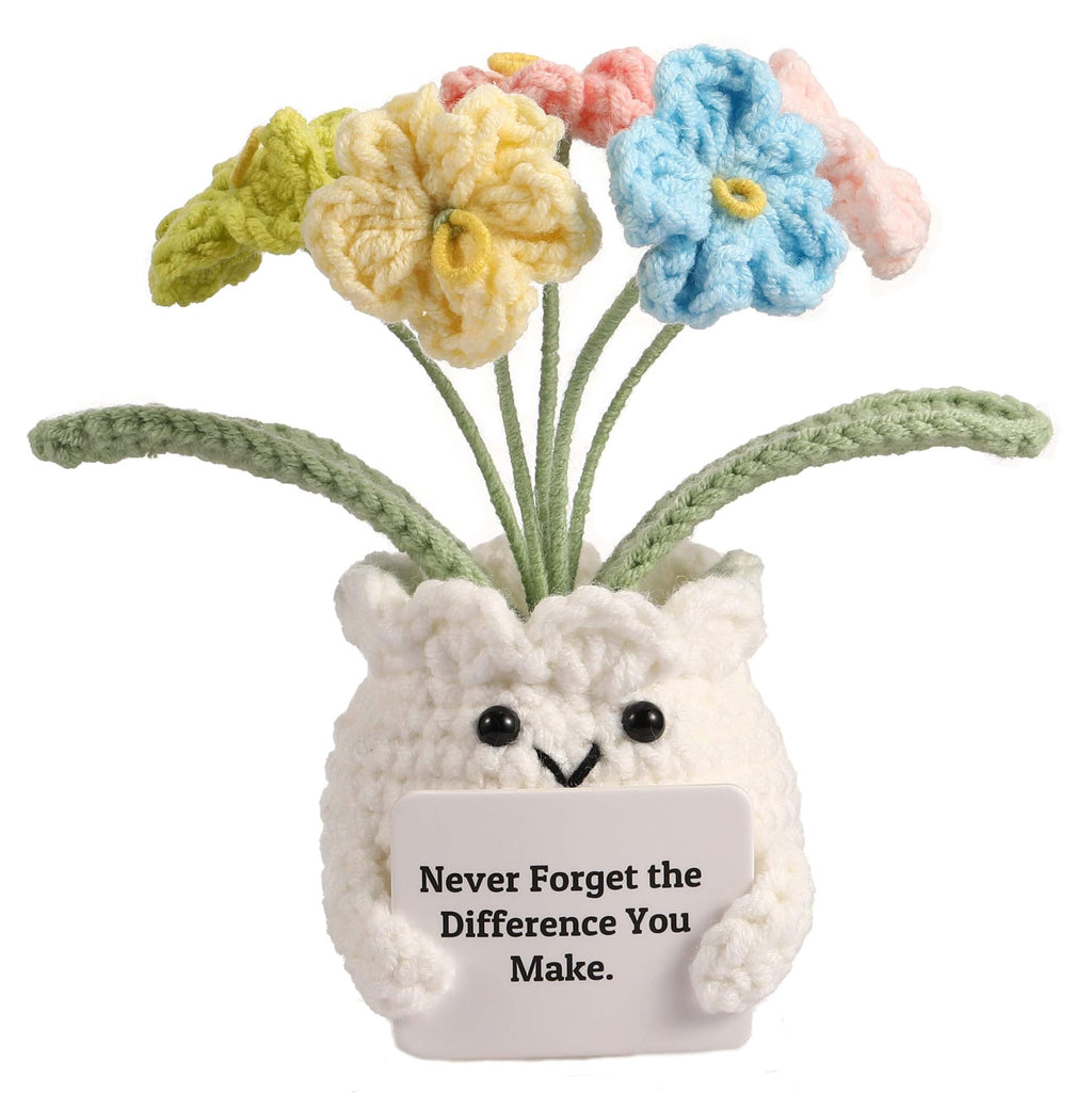 Crochet Flower Plush Pot Gift Emotional Decor Toy