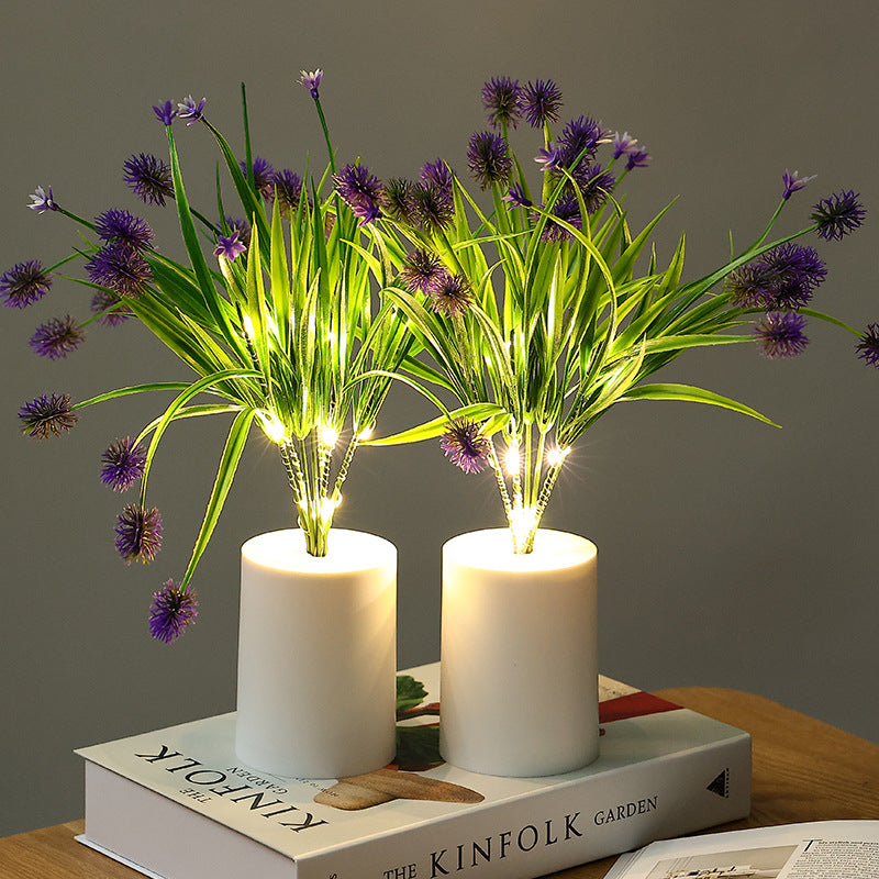 Purple Grass Flower Night Light Battery Powered Lamp