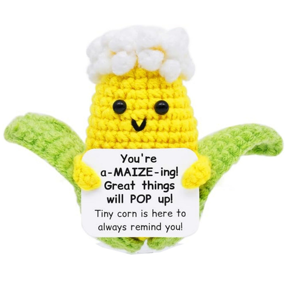 Handmade Crochet Corn Plush Positive Message Gift