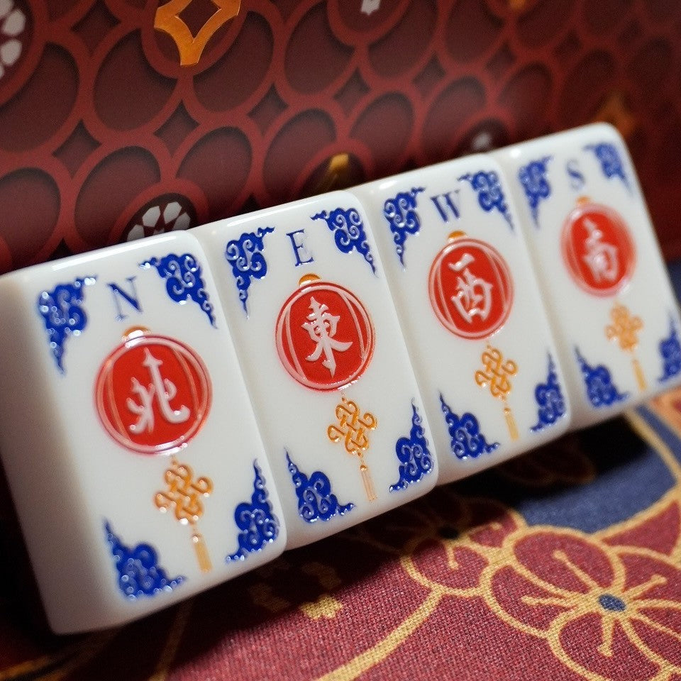 Blue Marble Acrylic Mahjong Set Classic Game Tiles