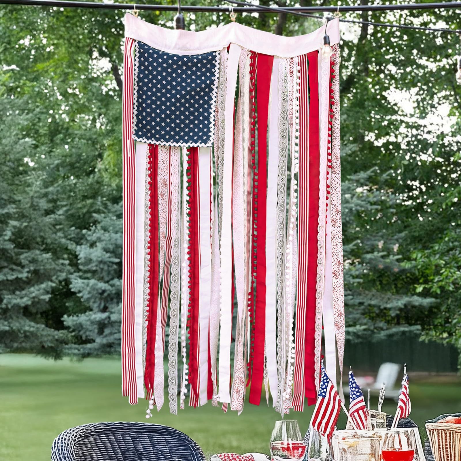 Fourth of July Patriotic Door Banner Stars Stripes Decor