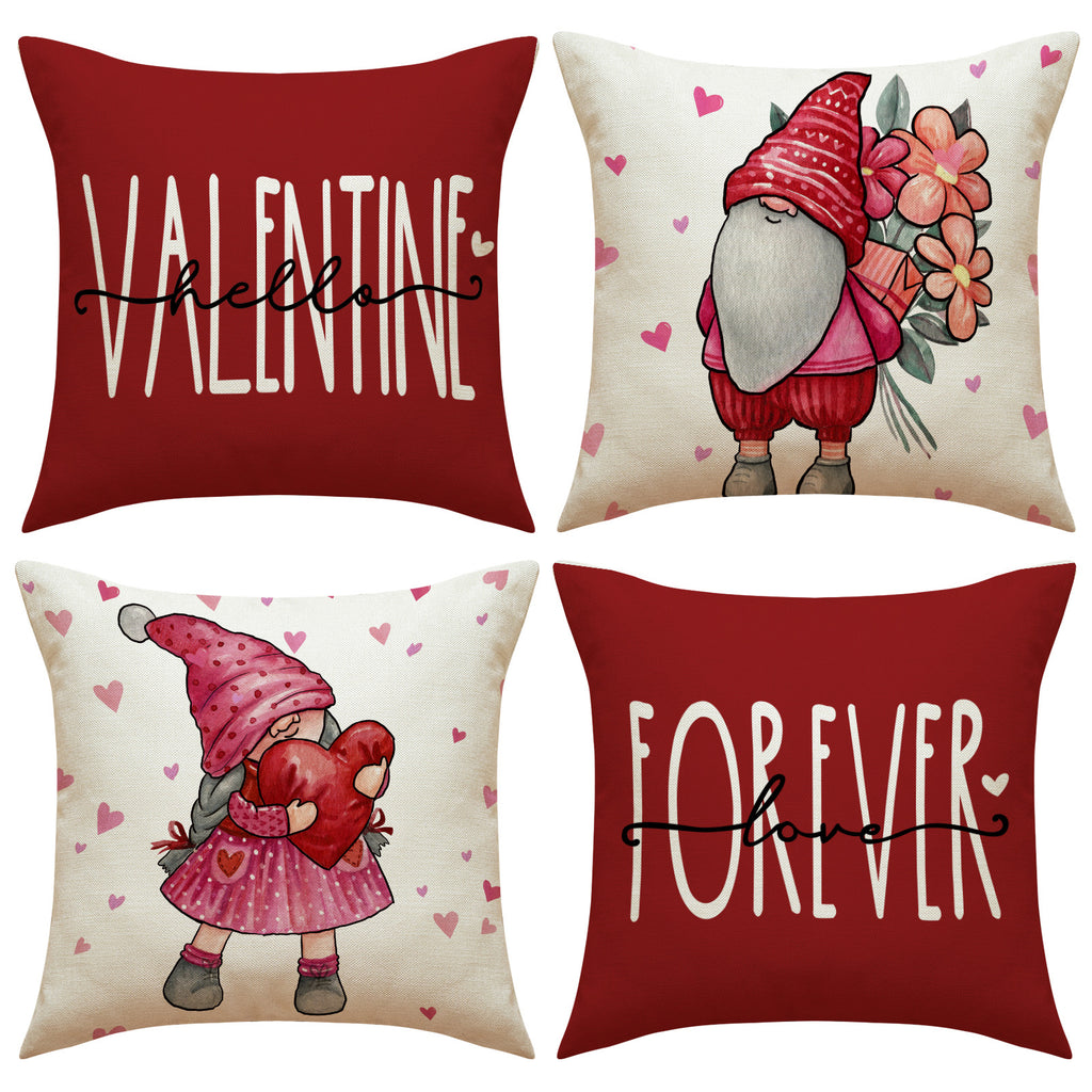 Valentine Gnome Pillow Covers Heart Decorative Home Accent