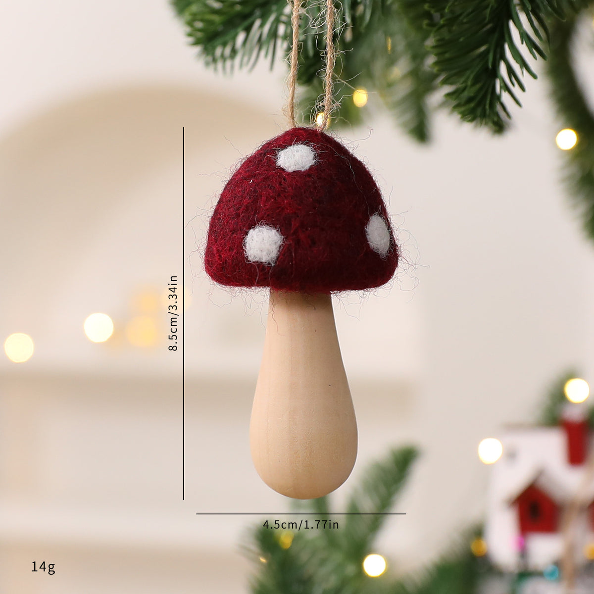 Felt Mushroom Hanging Ornament Woodland Christmas Decor