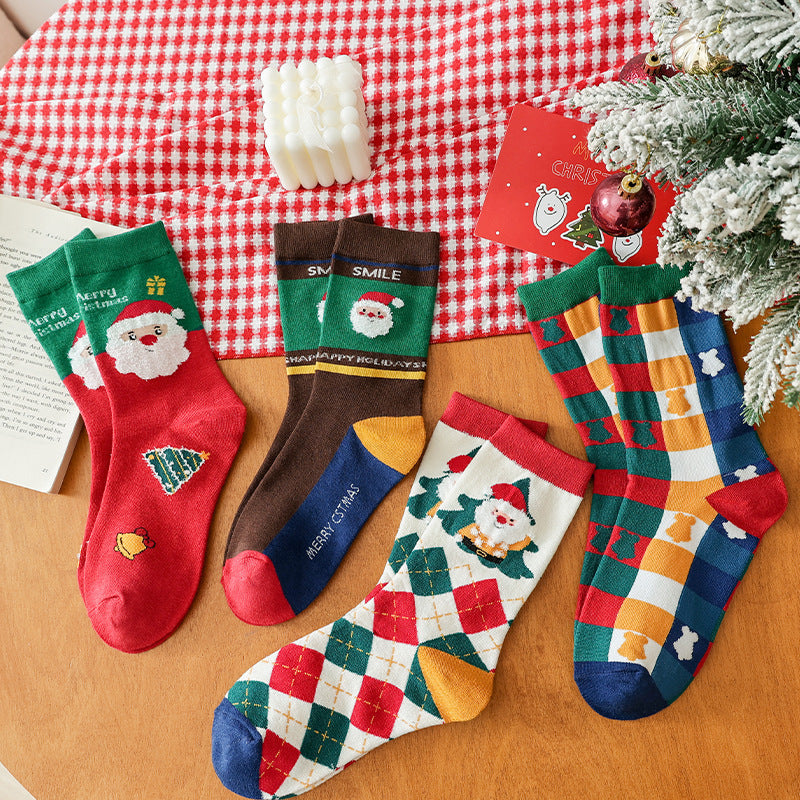 Cotton Blend Christmas Stocking Set Holiday Socks