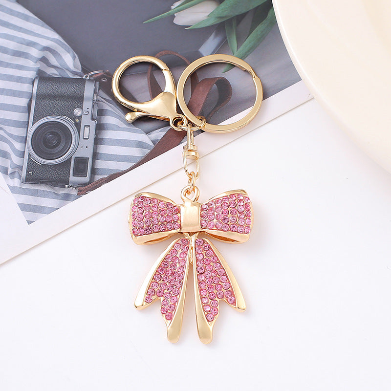 Crystal Bow Keychain Sparkling Charm with Metal Ring