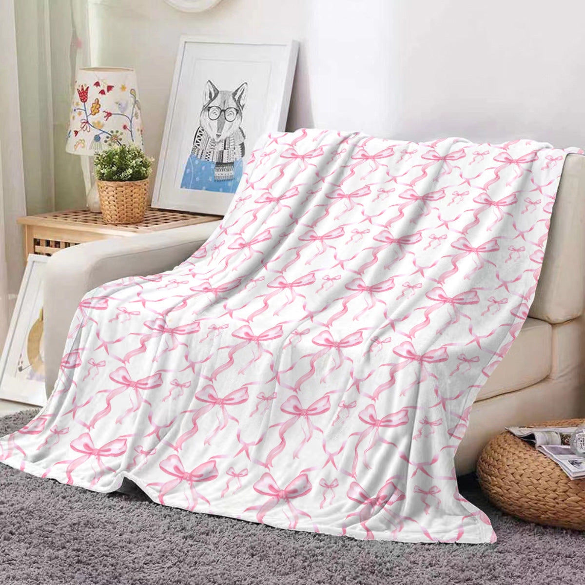 Valentine Flannel Throw Blanket Cozy Heart Print