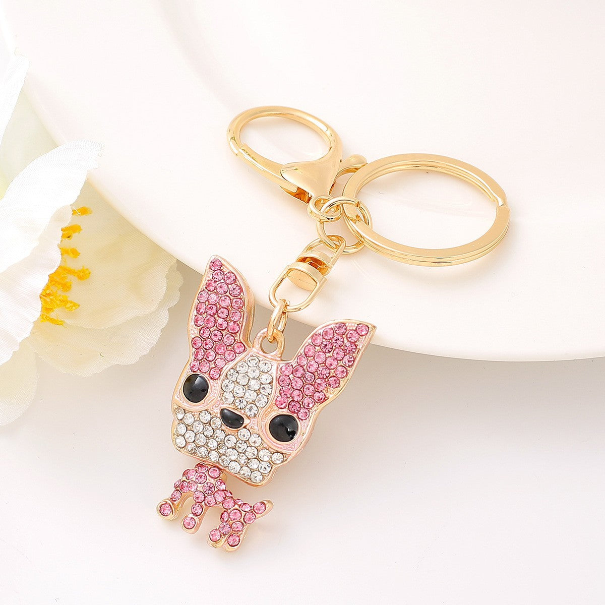 Valentine’s Day Rhinestone Dog Keychain Cute Bag Charm