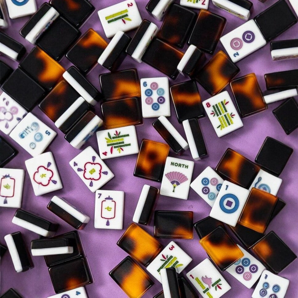 Tortoise Shell Acrylic Mahjong Set Classic Game Tiles