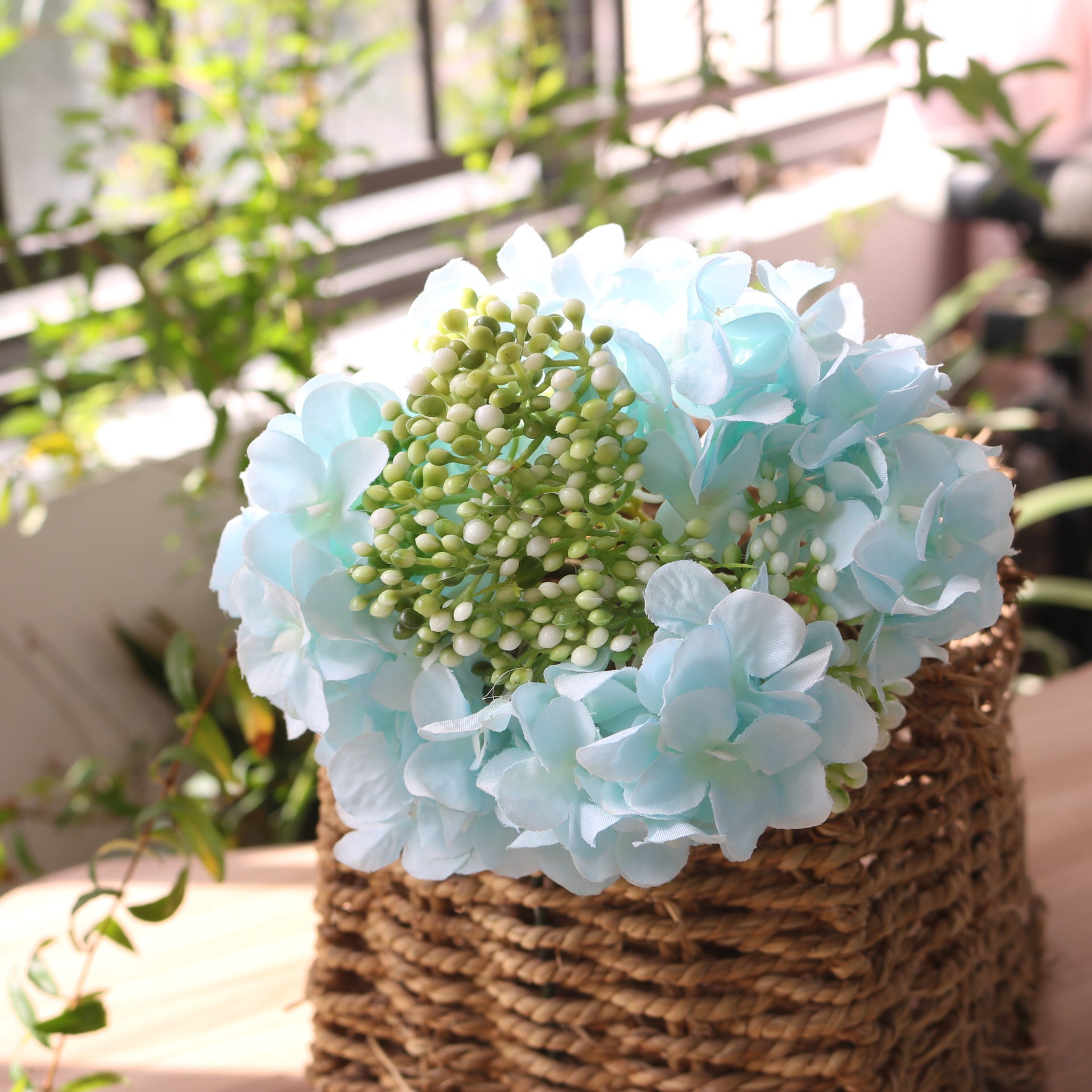 Artificial Hydrangea Carnation Bouquet Faux Flowers Decor