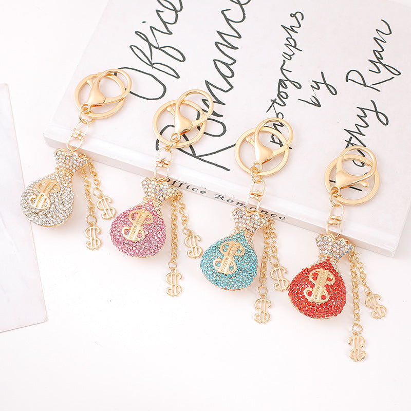 Rhinestone Money Bag Keychain Crystal Dollar Bag Charm