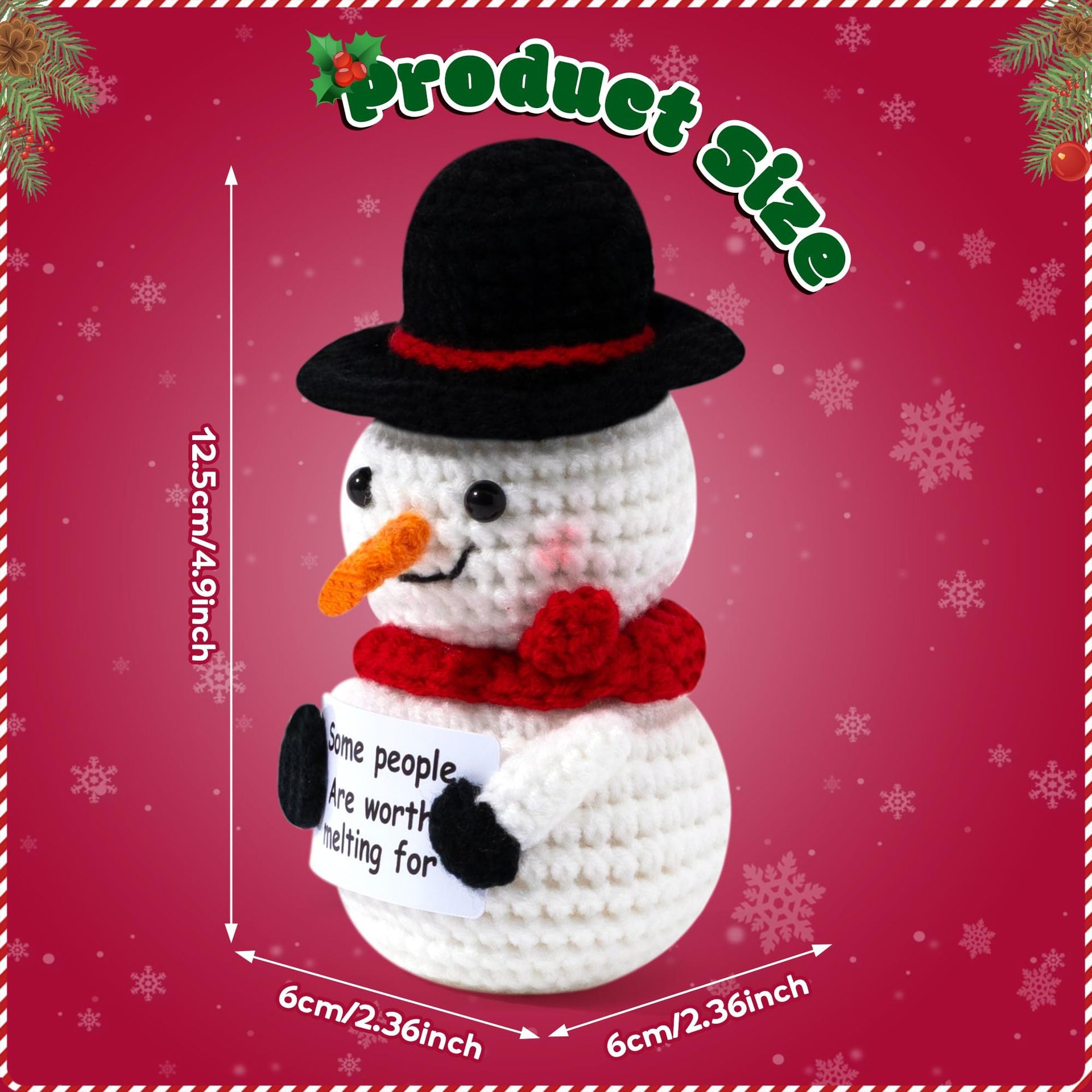 Handmade Crochet Snowman Christmas Plush Decoration