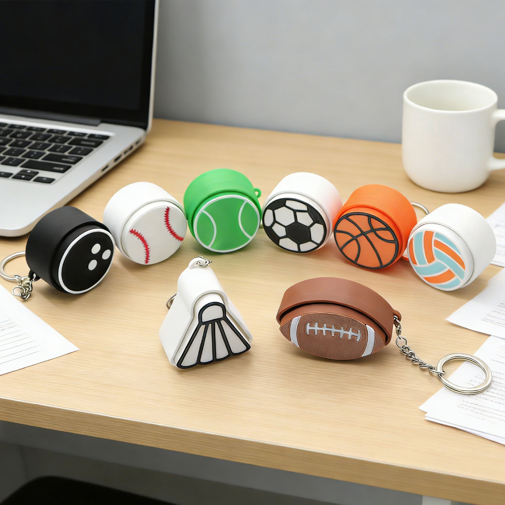 3D Printed Sports Keychain Press Button Toy Fidget