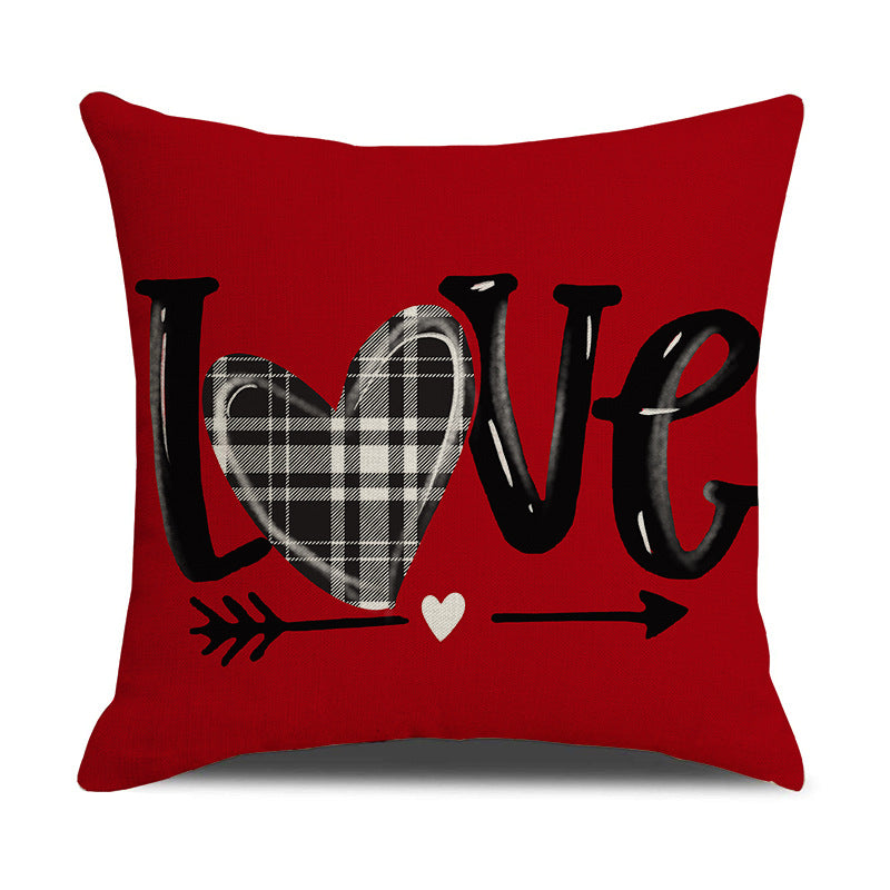 Valentine Plaid Heart Truck Pillow Covers Love Decor Set