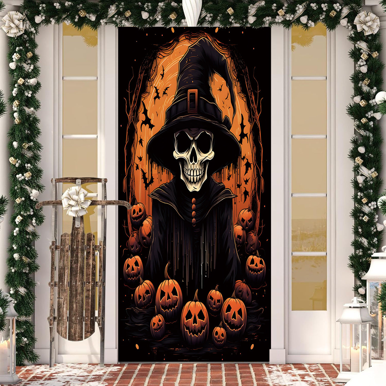 Halloween Door Cover Polyester Seasonal Party Decoration