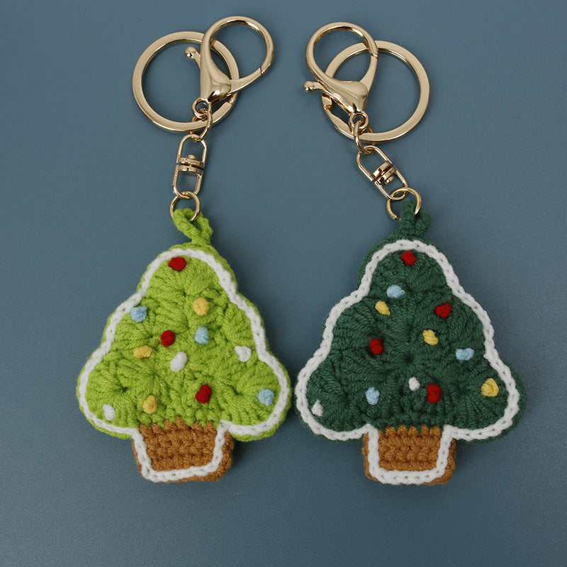Christmas Tree Keychain Handmade Crochet Holiday Decor