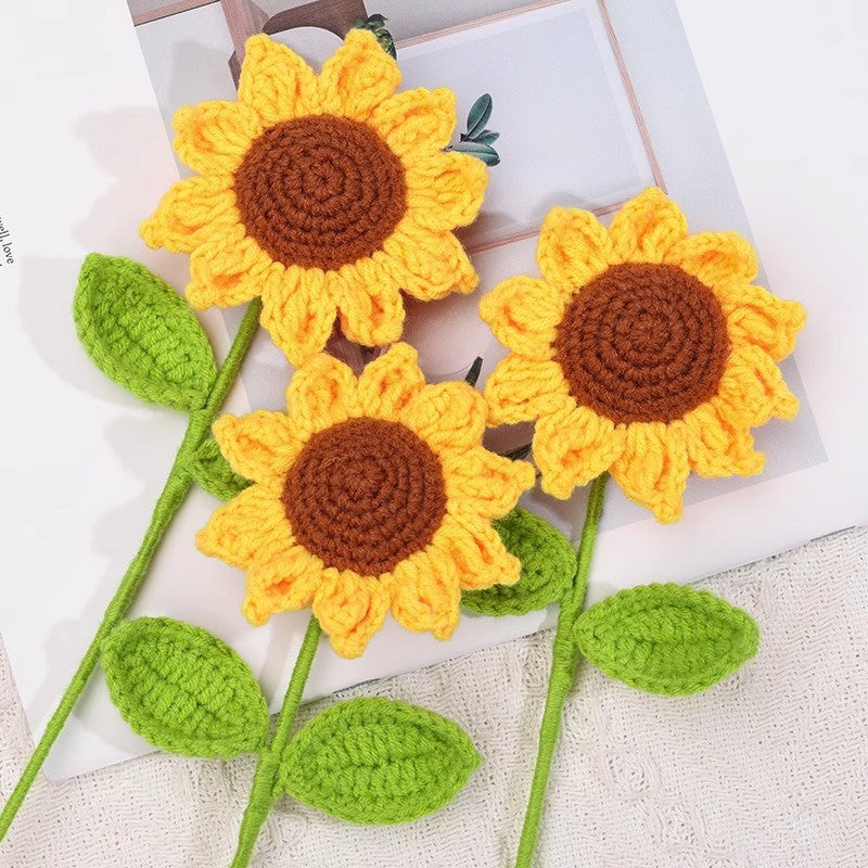 Crochet Sunflower Bouquet Handmade Yarn Flower Decor