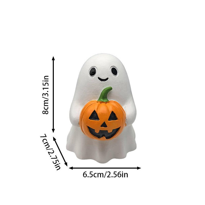 Halloween Ghost Pumpkin Resin Figurine Holiday Table Decor