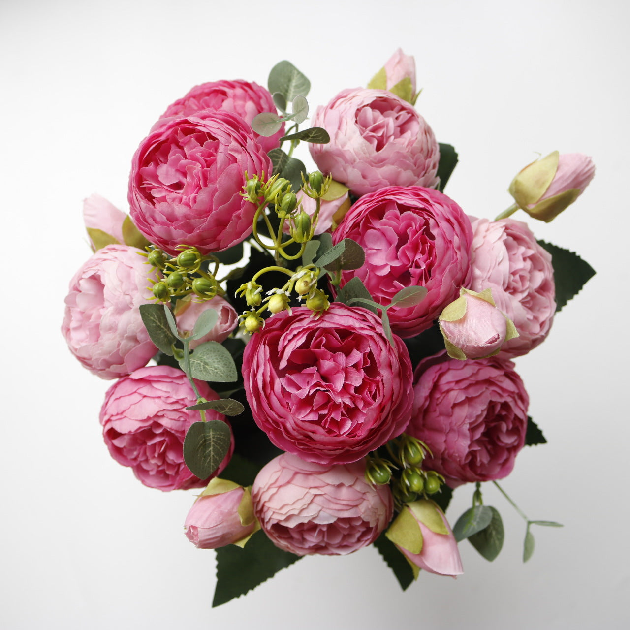 Valentine 5-Head Faux Peony Rose Floral Bouquet Decor