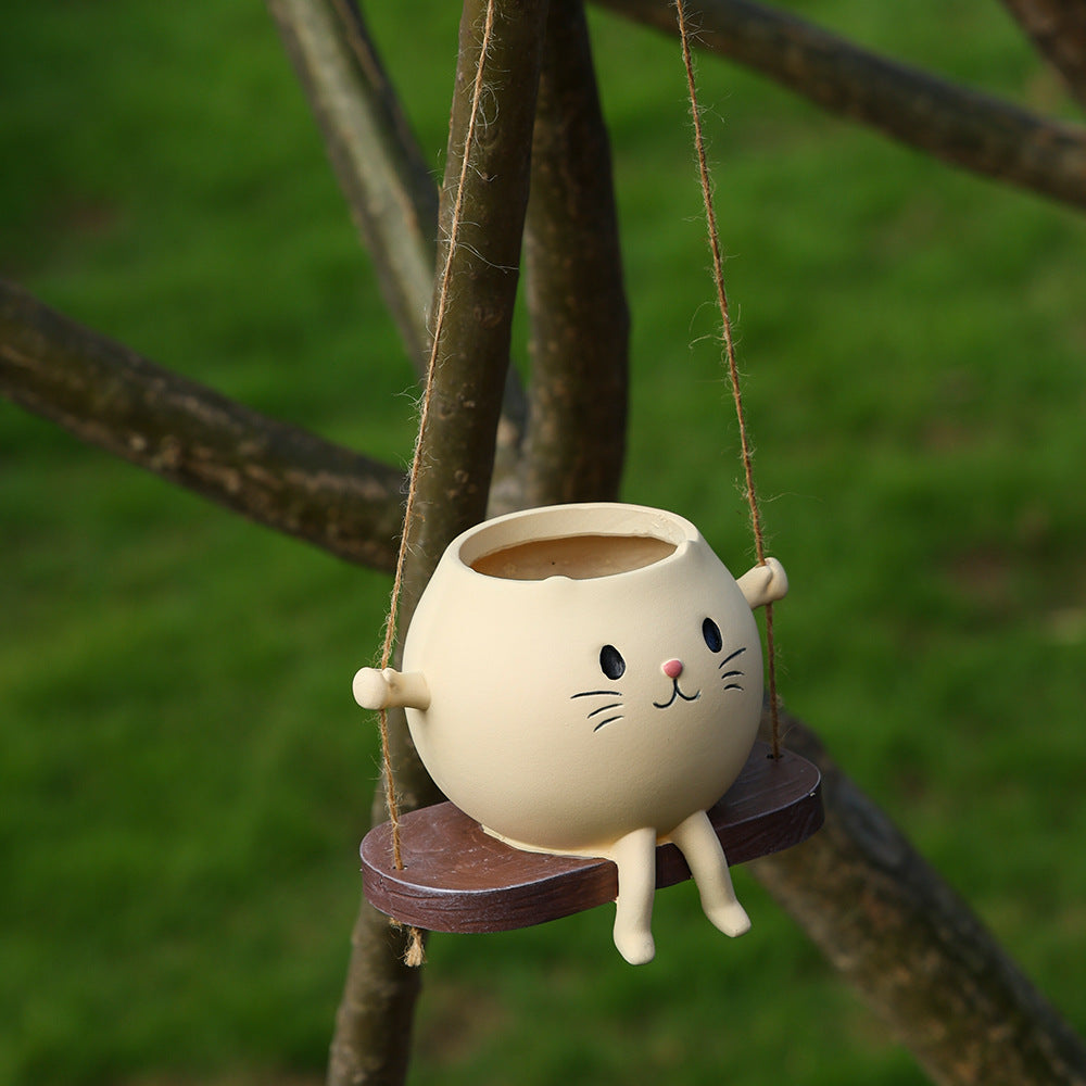 Whimsical Cat Planter Garden Decor Cute Outdoor Animal Flower Pot