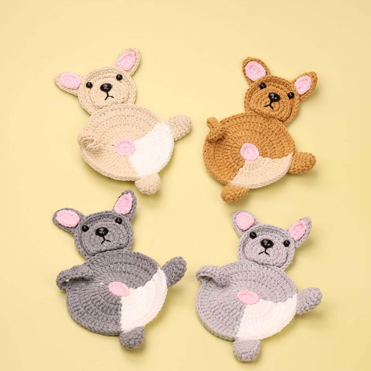 Handmade Crochet Corgi Animal Coaster Home Decor