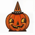 Halloween Wooden Table Decor Cat Owl Pumpkin Design