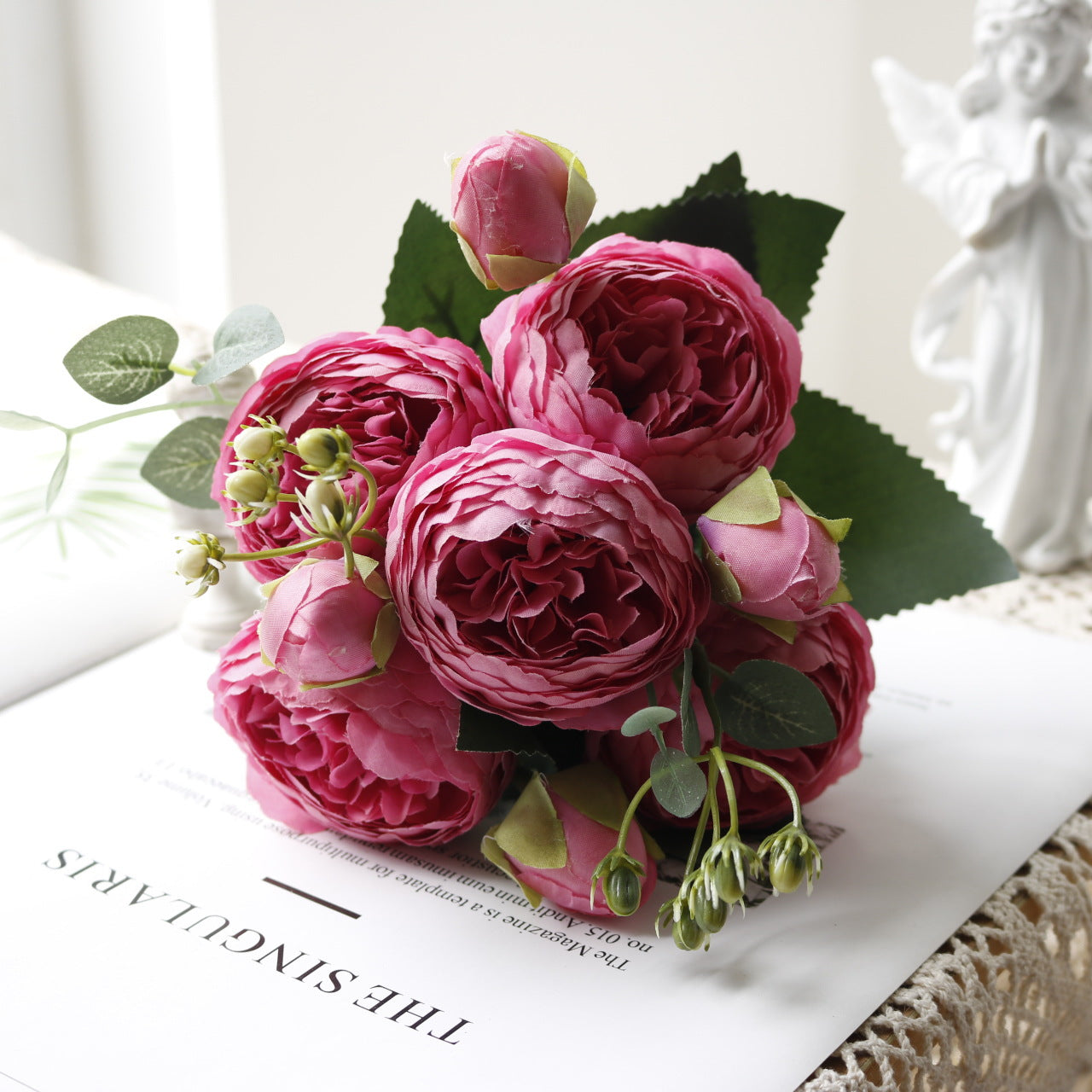 Valentine 5-Head Korean Faux Peony Persian Rose Mini Bouquet