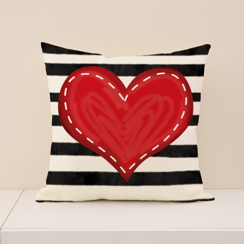 Red Heart Throw Pillow Cover Valentine Decor for Sofa and Bedroom