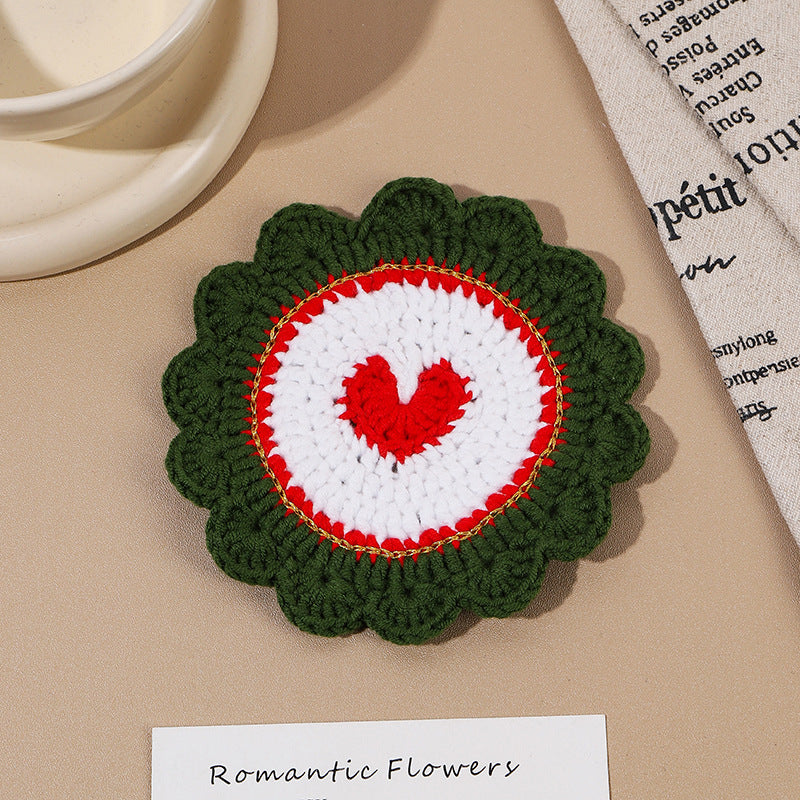 Christmas Crochet Coasters Handmade Holiday Tabletop Decor