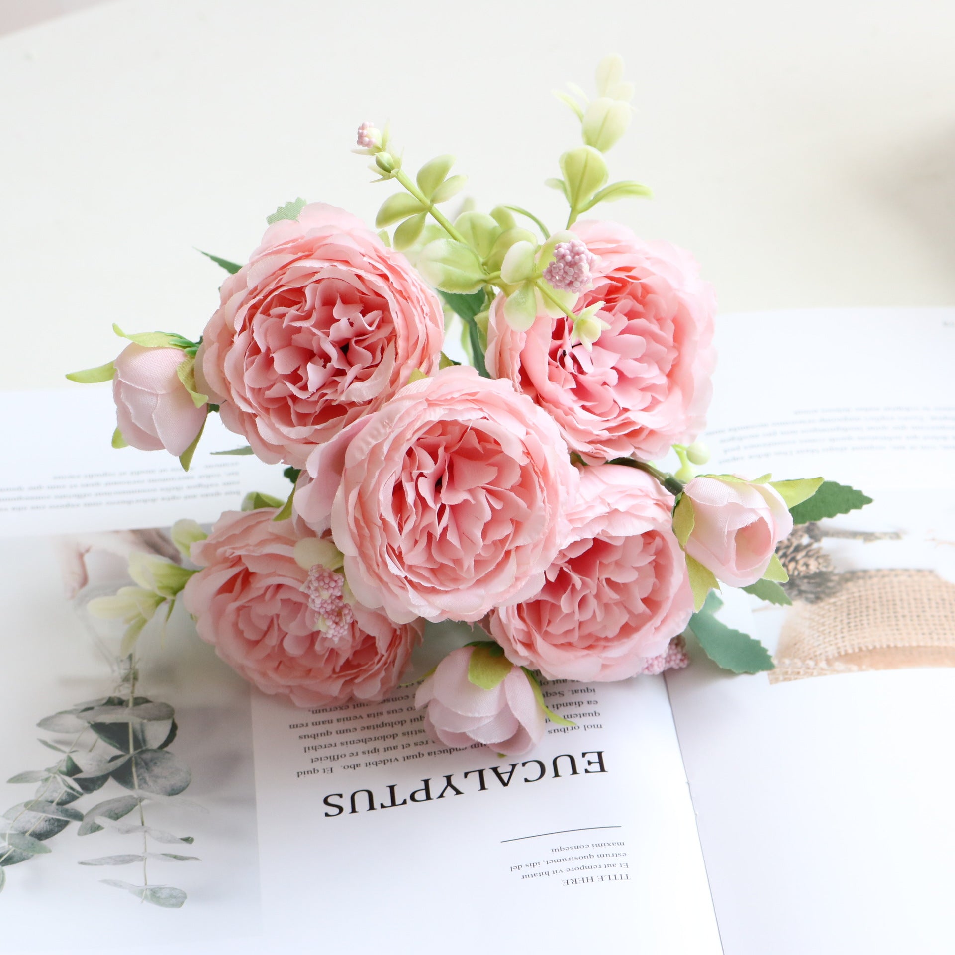 Valentine 5-Head Faux Persian Rose Mini Bouquet Home Decor