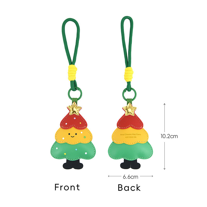 Christmas PU Leather Holiday Charm Keychain Ornament