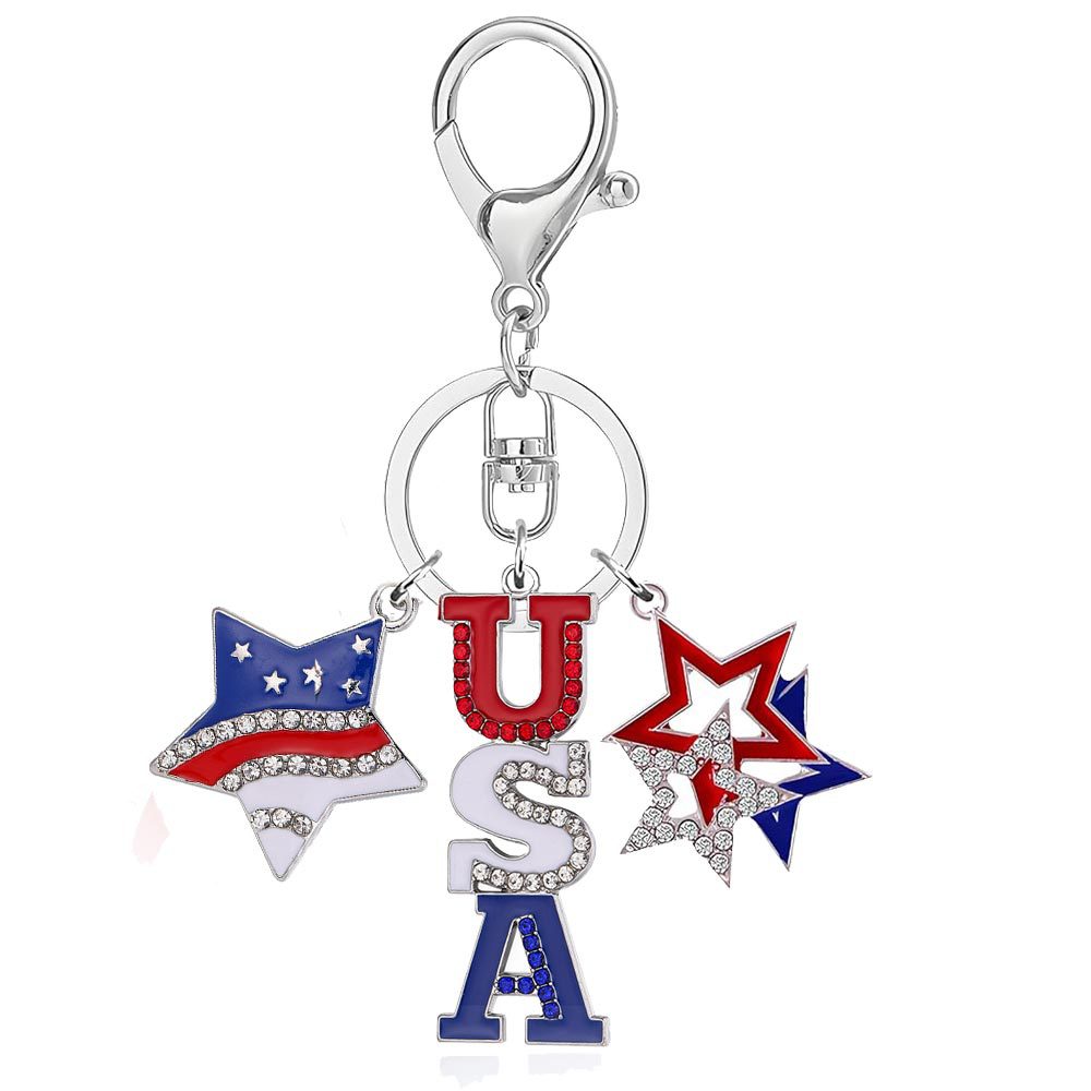 4th of July Patriotic USA Flag Keychain Accessory